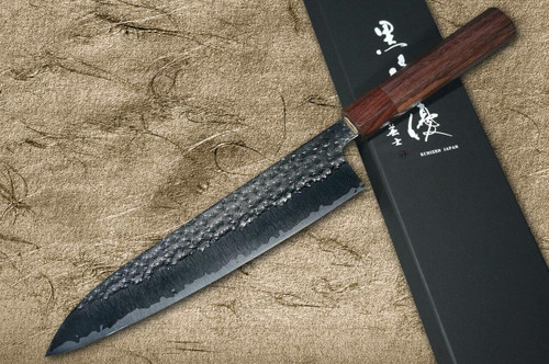 Yu Kurosaki R2SG2 Hammered SENKO WA RS8H Japanese Chefs Gyuto Knife 210mm with Brown-Ring Octagonal Handle