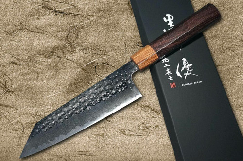 Yu Kurosaki R2SG2 Hammered SENKO WA RS8H Japanese Chefs Bunka Knife 165mm with Brown-Ring Octagonal Handle