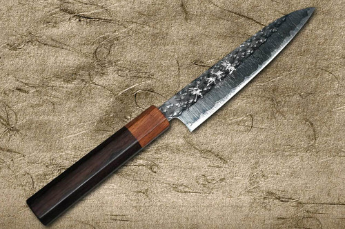 Yu Kurosaki R2SG2 Hammered SENKO WA RS8H Japanese Chefs Petty KnifeUtility 150mm with Brown-Ring Octagonal Handle