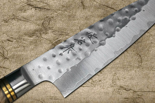 Takeshi Saji R2 Mirror Hammered KRN Japanese Chefs Petty KnifeUtility 130mm with Karin Lump Handle