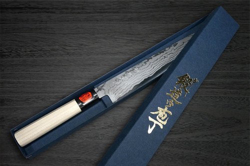 Shigeki Tanaka Aogami No.2 Damascus MB Japanese Chefs SlicerSujihiki 240mm with Magnolia Wood Handle