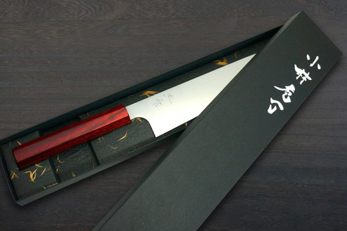 Kei Kobayashi R2 Special Finished CS Japanese Chefs Santoku Knife 170mm with Red Lacquered Wood Handle