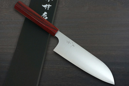 Kei Kobayashi R2 Special Finished CS Japanese Chefs Santoku Knife 170mm with Red Lacquered Wood Handle