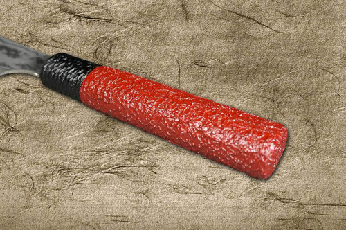 Takeshi Saji VG10 Black Damascus LL Japanese Chefs Bunka Knife 180mm with Black-Red Japanese Urushi Lacquered Handle
