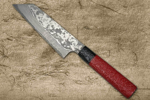 Takeshi Saji VG10 Black Damascus LL Japanese Chefs Bunka Knife 180mm with Black-Red Japanese Urushi Lacquered Handle