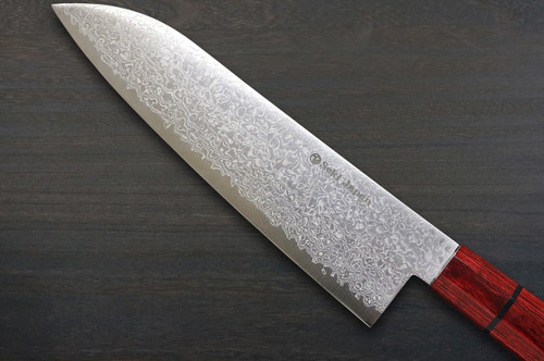 Kanetsune 63-Layer Damascus MINAMO-KAZE Japanese Chef's Santoku Knife 180mm with Dedicated Saya Sheath 