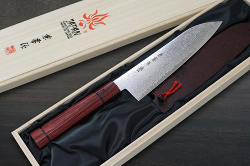 Kanetsune 63-Layer Damascus MINAMO-KAZE Japanese Chef's Santoku Knife 180mm with Dedicated Saya Sheath 