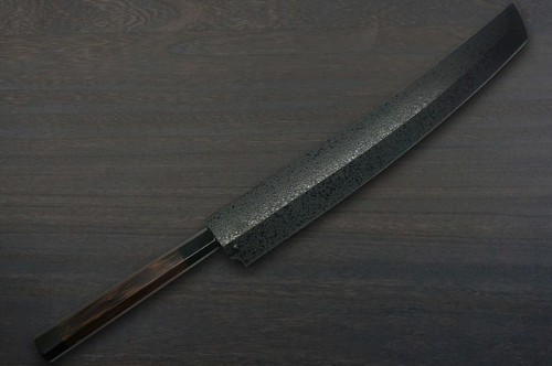 Sakai Takayuki ZANGETSU Honyaki Ginsan Japanese Chefs Mirrored Sakimaru-TakohikiSashimi 390mm with Wenge Handle and Saya Sheath