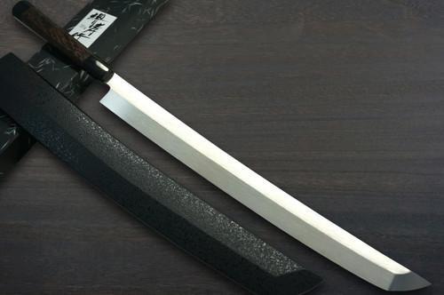 Sakai Takayuki ZANGETSU Honyaki Ginsan Japanese Chef's Sakimaru-Takohiki(Sashimi) 330mm with Wenge Handle and Saya Sheath 