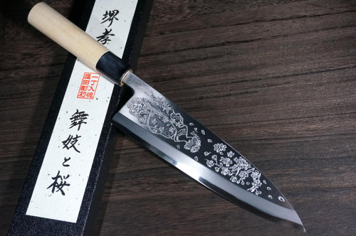 堺孝行Kasumitogi水牛镡雕刻艺术日本厨师用Deba刀300毫米Maiko