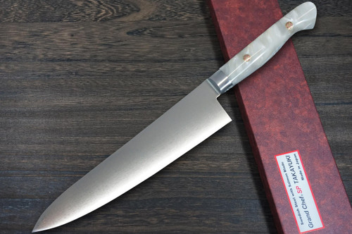 Sakai Takayuki Grand Chef SP-Type III Japanese Chefs Gyuto Knife 210mm Pearl-White Stabilized Hybrid Resin Handle