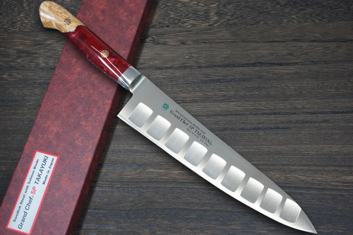 Sakai Takayuki Grand Chef SP-Type III Japanese Chefs Gyuto Knife 210mm Volcano-Red Stabilized Hybrid Resin Handle