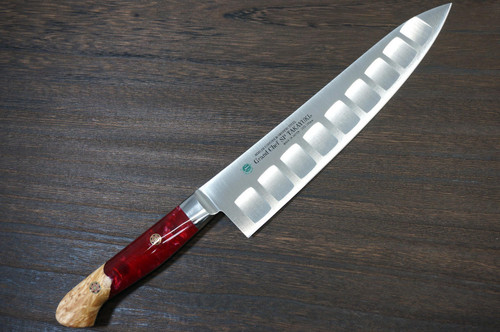 Sakai Takayuki Grand Chef SP-Type III Japanese Chefs Gyuto Knife 210mm Volcano-Red Stabilized Hybrid Resin Handle