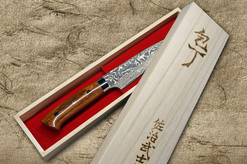 Takeshi Saji R2SG2 Black Damascus IR Japanese Chefs Petty KnifeUtility 150mm with Desert Ironwood Handle