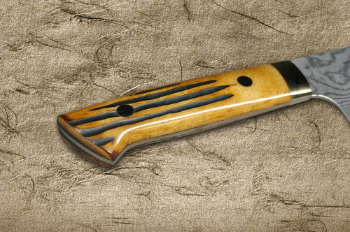 Takeshi Saji VG10 Black Damascus DHM Japanese Chefs Santoku Knife 180mm with Brown Antler Handle