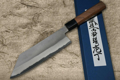 Shigeki Tanaka Ginsan Silver 3 Steel Kurouchi Japanese Chefs Hakata Knife 180mm with Walnut Handle