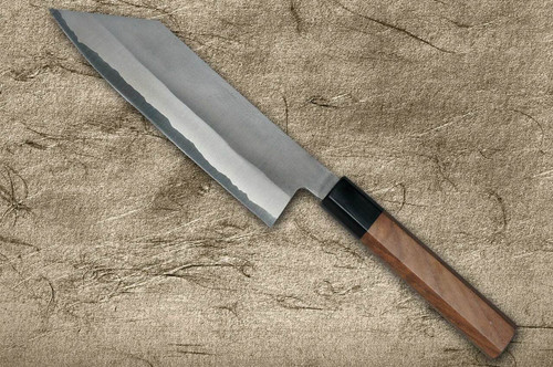 Shigeki Tanaka Ginsan Silver 3 Steel Kurouchi Japanese Chefs Hakata Knife 180mm with Walnut Handle