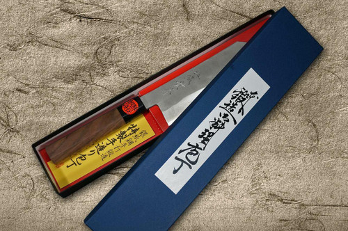 Shigeki Tanaka Ginsan Silver 3 Steel Kurouchi Japanese Chefs Hakata Knife 180mm with Walnut Handle