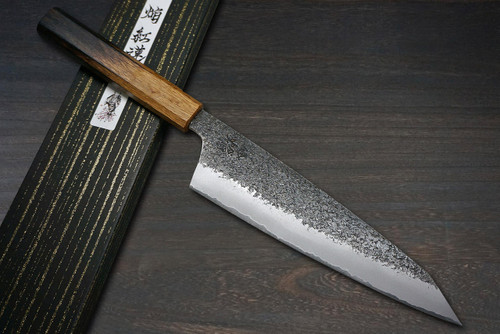 Sakai Takayuki Homura Guren Aogami 2 steel Japanese Chefs Kengata-Gyuto Knife 225mm with Urushi Lacquered Oak Handle