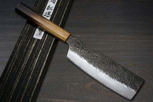 Sakai Takayuki Homura Guren Aogami 2 steel Japanese Chefs NakiriVegetable 180mm with Urushi Lacquered Oak Handle