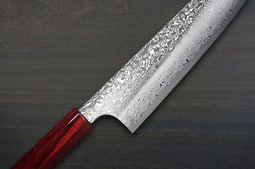 Kei Kobayashi R2 Damascus Special Finished CS Japanese Chefs Gyuto Knife 210mm Black with Red Lacquered Wood Handle
