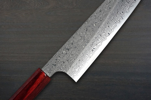 Kei Kobayashi R2 Damascus Special Finished CS Japanese Chefs Bunka Knife 170mm Black with Red Lacquered Wood Handle