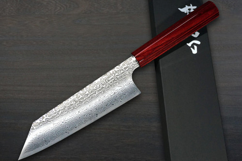 Kei Kobayashi R2 Damascus Special Finished CS Japanese Chefs Bunka Knife 170mm Black with Red Lacquered Wood Handle