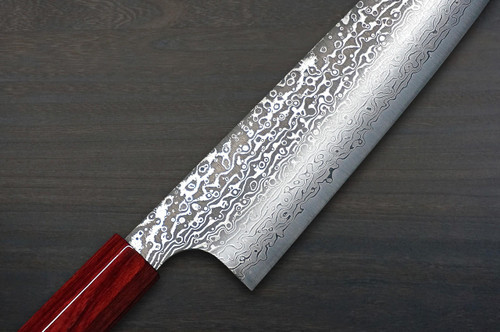 Kei Kobayashi R2 Damascus Special Finished CS Japanese Chefs Bunka Knife 170mm Black with Red Lacquered Wood Handle