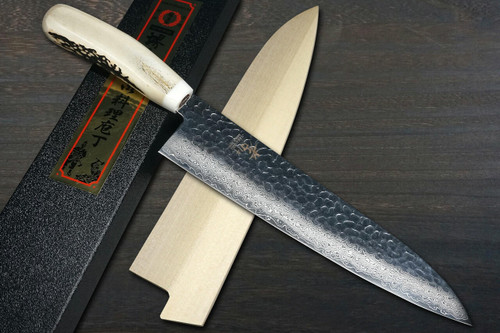 Sakai Takayuki 33-Layer VG10 Damascus DHW Japanese Chefs Gyuto Knife 240mm with White Antler Handle