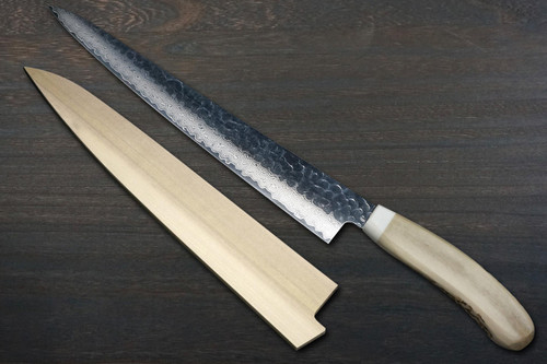 Sakai Takayuki 33-Layer VG10 Damascus DHW Japanese Chefs SlicerSujihiki 240mm with White Antler Handle