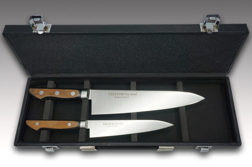 Sakai Takayuki TUS Steel Japanese Chefs Knife SET in Gift Box Petty 150mm - Gyuto 210mm - Attache Case