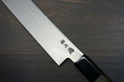 Sakai Takayuki ZANGETSU ENTEN Ginsan Damascus Japanese Chef's Sakimaru-Takohiki(Sashimi) 360mm with Double Water Buffalo Ring Wenge Handle and Saya Sheath 