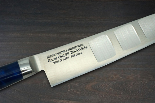 Sakai Takayuki Grand Chef SP-Type III Japanese Chefs Petty KnifeUtility 150mm Ocean-Blue Stabilized Hybrid Resin Handle
