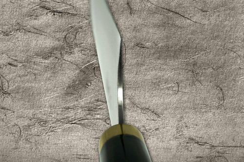 Takeshi Saji Makie-Art Aogami No.2 Colored Damascus Japanese Chefs Gyuto Knife 240mm with Urushi Lacquered Saya and Handle TORII FUJI on LAKE