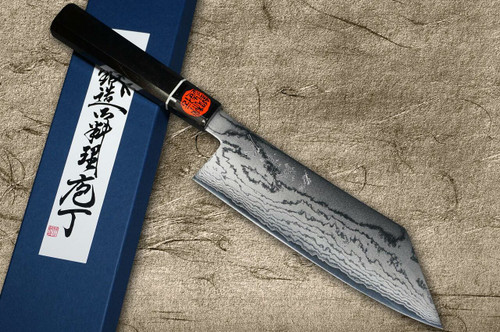 Shigeki Tanaka VG10 Damascus Japanese Chefs Hakata Knife 180mm with Ebony Handle
