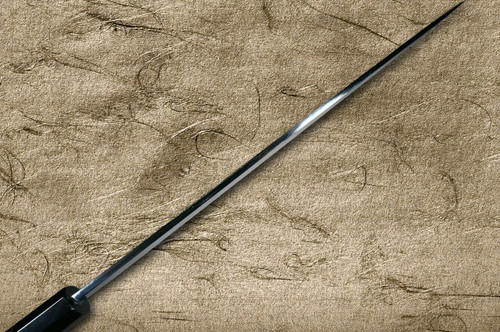 Sakai Takayuki FUGAKU Art Mirrored Honyaki Japanese Chefs YanagibaSashimi 300mm Water-Quenched Fuji-on-Wave with Double Water Buffalo Ring Ebony Handle