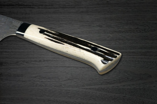 Takeshi Saji R2SG2 Black Damascus DHW Japanese Chefs SlicerSujihiki 270mm with White Antler Handle