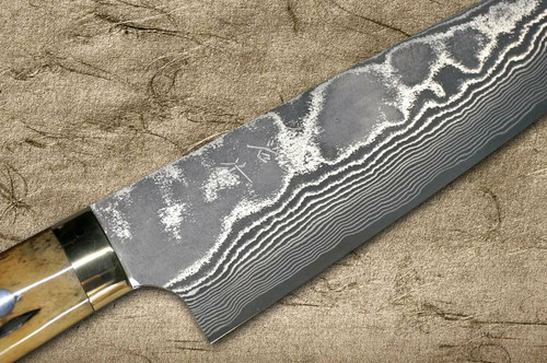 Takeshi Saji VG10 Black Damascus DHM Japanese Chefs Gyuto Knife 180mm with Brown Antler Handle