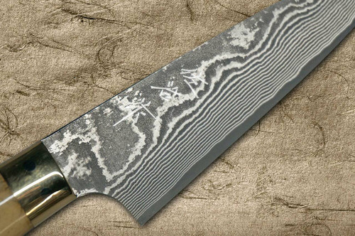 Takeshi Saji VG10 Black Damascus DHM Japanese Chefs Petty KnifeUtility 90mm with Brown Antler Handle