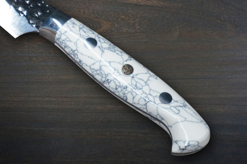 Yu Kurosaki R2SG2 Hammered SENKO-EI Custom TCW Japanese Chefs Petty KnifeUtility 130mm with White Turquoise Handle