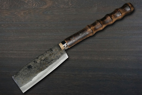 Sakai Takayuki Shirogami No.1 Kurouchi Japanese Chef's Chopper 150mm with Long Lacquered Oak Handle 