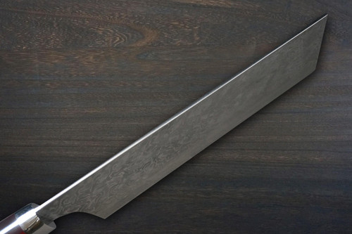 Yoshimi Kato R2 Black Damascus RERC Japanese Chefs Chinese Cooking Knife 180mm with Red-Resin Custom Handle