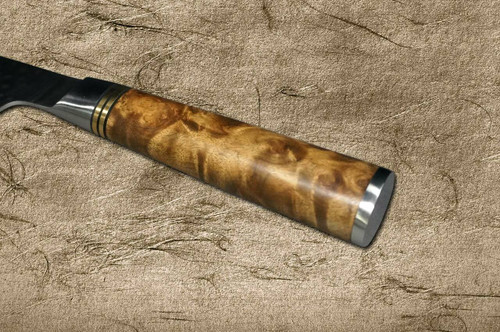 Takeshi Saji R2 Mirror Hammered KRN Japanese Chefs Bunka Knife 180mm with Karin Lump Handle