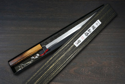 Sakai Takayuki Homura Guren Aogami 2 steel Japanese Chefs YanagibaSashimi 300mm with Urushi Lacquered Oak Handle