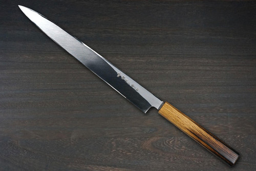 Sakai Takayuki Homura Guren Aogami 2 steel Japanese Chefs YanagibaSashimi 300mm with Urushi Lacquered Oak Handle