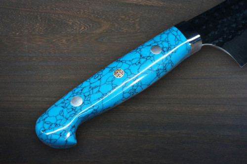 Yu Kurosaki R2SG2 Hammered SENKO-EI Custom TCA Japanese Chefs Gyuto Knife 270mm with Blue Turquoise Handle