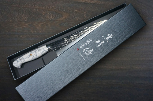 Yu Kurosaki R2SG2 Hammered SENKO-EI Custom TCW Japanese Chefs Gyuto Knife 240mm with White Turquoise Handle