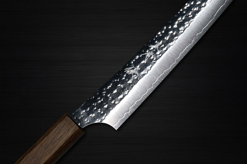 Yu Kurosaki R2SG2 Hammered SENKO-EI WA OK8B Japanese Chefs SlicerSujihiki 240mm with Urushi Lacquered Oak Handle