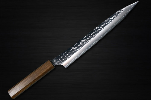 Yu Kurosaki R2SG2 Hammered SENKO-EI WA OK8B Japanese Chefs SlicerSujihiki 240mm with Urushi Lacquered Oak Handle