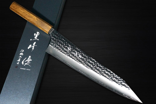 Yu Kurosaki R2SG2 Hammered SENKO-EI WA OK8B Japanese Chefs Gyuto Knife 240mm with Urushi Lacquered Oak Handle